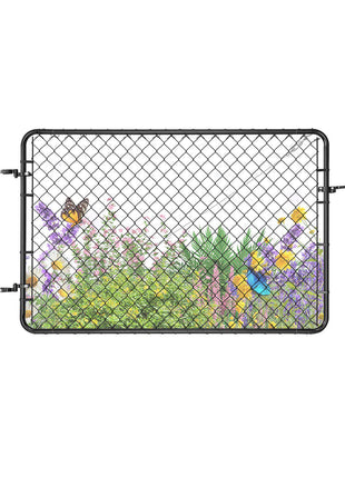 Chain Link Fence Gate, 72 x 46 in, Adjustable Chain Link Fence Panel, Fit 2.2-6 ft (W) x 6 ft (H) Garden Fence Gate Opening, Fencing Gate with Plastic Coating, for Farm Black, Posts Not Included