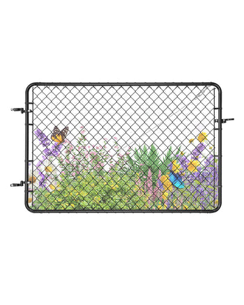 Chain Link Fence Gate, 72 x 46 in, Adjustable Chain Link Fence Panel, Fit 2.2-6 ft (W) x 6 ft (H) Garden Fence Gate Opening, Fencing Gate with Plastic Coating, for Farm Black, Posts Not Included