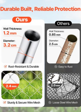 Chain Link Fence Gate, 72 x 48 in, Adjustable Chain Link Fence Panel, Fit 2.2-6 ft (W) x 6 ft (H) Garden Fence Gate Opening, Rust-Resistant Galvanized Fencing Gate for Farm, Posts Not Included