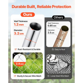 Chain Link Fence Gate, 72 x 48 in, Adjustable Chain Link Fence Panel, Fit 2.2-6 ft (W) x 6 ft (H) Garden Fence Gate Opening, Rust-Resistant Galvanized Fencing Gate for Farm, Posts Not Included