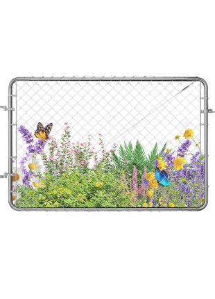 Chain Link Fence Gate, 72 x 48 in, Adjustable Chain Link Fence Panel, Fit 2.2-6 ft (W) x 6 ft (H) Garden Fence Gate Opening, Rust-Resistant Galvanized Fencing Gate for Farm, Posts Not Included