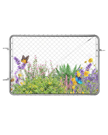 Chain Link Fence Gate, 72 x 48 in, Adjustable Chain Link Fence Panel, Fit 2.2-6 ft (W) x 6 ft (H) Garden Fence Gate Opening, Rust-Resistant Galvanized Fencing Gate for Farm, Posts Not Included