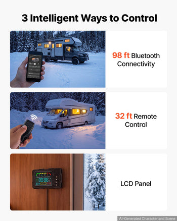 Diesel Heater DC 12V 10 L/2.6 Gal Fast Heating Diesel Air Heater, For Various Vehicles, Large Fuel Tank, with Bluetooth App Control, Remote Control and LCD Panel, Automatic Altitude Compensation