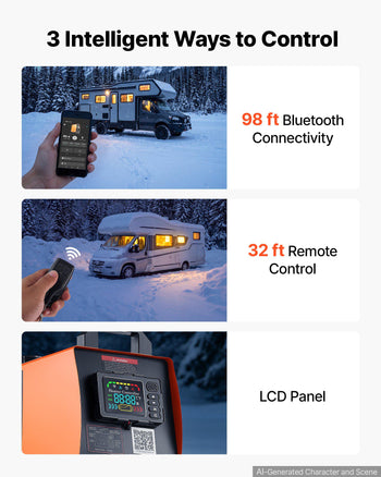 Diesel Heater DC 12V All-in-One 5 L/1.3 Gal Tank Diesel Air Heater, For Various Vehicles, Fast Heating with Bluetooth App Control, Remote Control and LCD Panel, Automatic Altitude Compensation