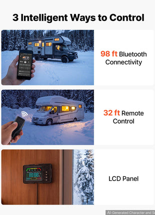 Diesel Heater DC 12V 10 L/2.6 Gal Large Fuel Tank Diesel Air Heater, For Various Vehicles, Fast Heating, with Bluetooth App Control, Remote Control and LCD Panel, Automatic Altitude Compensation