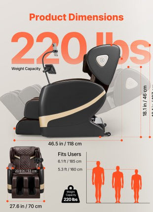 Massage Chair, Zero Gravity Full Body Massage Chair with 10-Point Rollers, 5 Automatic Modes, 8 Airbags, Waist & Leg Heating, Bluetooth Speaker, Touchscreen Control, for Home and Office Use