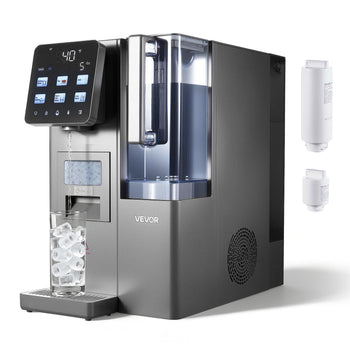Ice Maker Water Filter Dispenser, 4-in-1 Countertop Ice Making Machine with Room Temperature, Hot & Cold Water, 6-Stage RO Filter + Mineralization Filter, Multi-Functional for Home Office Party