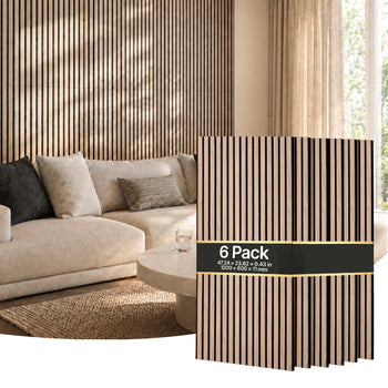 Wood Wall Panels, 47.2 x 23.6 inches, Acoustic Slat Panels, Walnut, Sound Absorbing for Living Rooms, Bedrooms, Offices, Studios, Interior Wall Decor, MDF & PET Construction, Screw Kit, 6-Pack