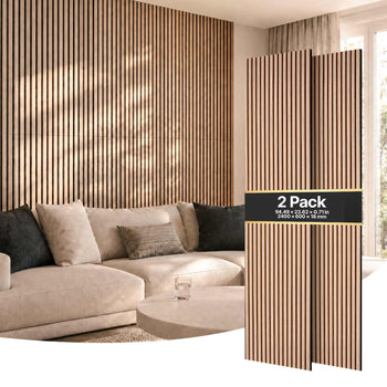 Wood Wall Panels, 94.5 x 23.6 inches, Acoustic Slat Panels, Walnut, Sound Absorbing for Living Rooms, Bedrooms, Offices, Studios, Interior Wall Decor, MDF & PET Construction, Screw Kit, 2-Pack