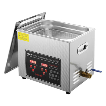 Vevor digital ultrasonic cleaner, stainless steel, 2L capacity, sleek design with digital display and adjustable settings.