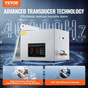 Ultrasonic Cleaner, 15L Professional 360W Cleaning Machine with Timer & Heater, 40kHz Digital Ultrasonic Cleaner with Basket for Watch Glasses Jewelry Retainer Industrial Parts Tools