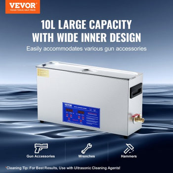 10L Ultrasonic Gun Cleaner, 300W Professional Ultra Sonic Cleaning Machine with Timer & Heater, 40kHz Digital Ultrasonic Cleaner with Basket for Gun Parts, Bullets, Military Supplies
