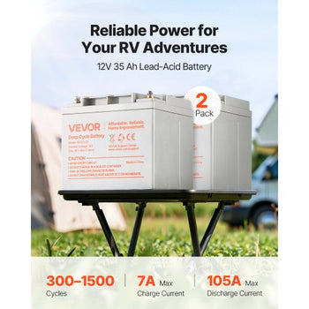 2 Pack 12V 35Ah Deep Cycle Battery, Sealed AGM Technology, Rechargeable Lead Acid AGM Battery, Backup Replacement for Scooters, Mobility Wheelchair, Solar System Off-Grid Home Energy Storage