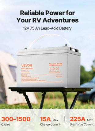 12V 75Ah Deep Cycle Battery, Sealed AGM Technology, Rechargeable Lead Acid AGM Battery, Backup Replacement for Scooters, Electric Mobility Wheelchair, Solar System Off-Grid Home Energy Storage