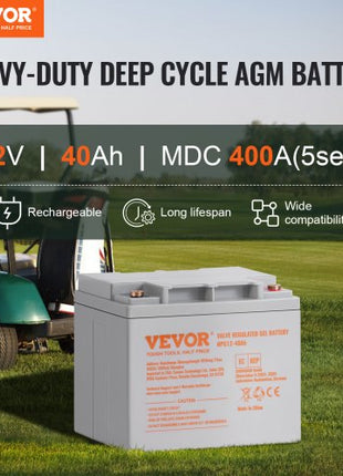 Rechargeable AGM Marine Battery, 12V 40AH, with 400A Discharge Current, Ideal for Mobility Scooters, Electric Wheelchairs, Go-Karts, and e-Bikes