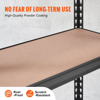 High-quality black metal shelf with a scratch-resistant, powder-coated finish and durable beige wooden surface.