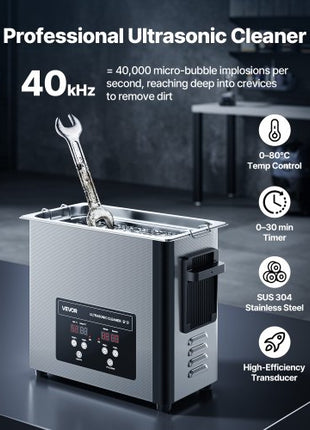 6L Ultrasonic Cleaner, Professional Ultrasonic Cleaner Machine with Cleaning Basket & Digital Display, 120W Stainless Steel 40kHz Cleaning Machine for Watches, Razors, Jewelry, Coins and More