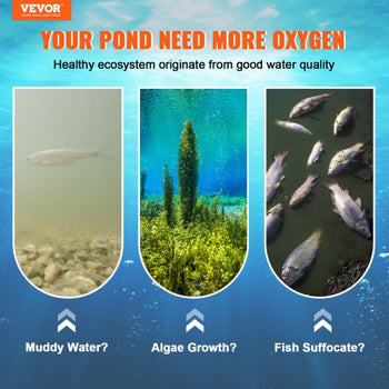 Pond Aerator, 550W Power, 5.2CFM for Up to 1 Acre 50' Lake, Pond Aeration Kit Includes 3/4 HP Compressor & 100' Weighted Tubing & Diffuser, Air Compressor for Deep Water Oxygen Circulation