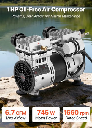 Pond Aerator, 6.7CFM 1 HP Air Compressor, Lake Aerator for Ponds up to 3 Acres, Overheat Protection & Anti-Backflow Valve, 745W Powerful Motor, Pond Aeration Pump for Water Oxygen Circulation