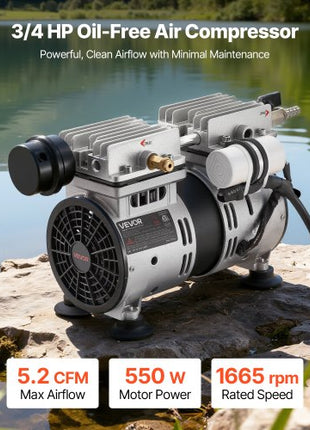 Pond Aerator,5.2CFM 3/4 HP Air Compressor, Lake Aerator for Ponds up to 3 Acres, Overheat Protection & Anti-Backflow Valve, 550W Powerful Motor, Pond Aeration Pump for Water Oxygen Circulation