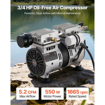 Pond Aerator,5.2CFM 3/4 HP Air Compressor, Lake Aerator for Ponds up to 3 Acres, Overheat Protection & Anti-Backflow Valve, 550W Powerful Motor, Pond Aeration Pump for Water Oxygen Circulation