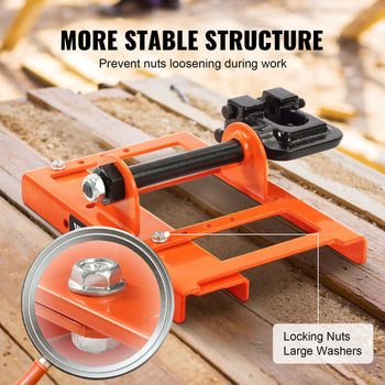 Orange locking nut tool with sturdy black handle, designed for stability and preventing loosening during work.