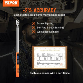 Digital Torque Wrench, 1/2" Drive Electronic Torque Wrench, Torque Wrench Kit 25-250ft.lb/34-340n.m Torque Range Accurate to ±2%, 3-Mode Adjustable Torque Wrench Set with LED Buzzer Calibration