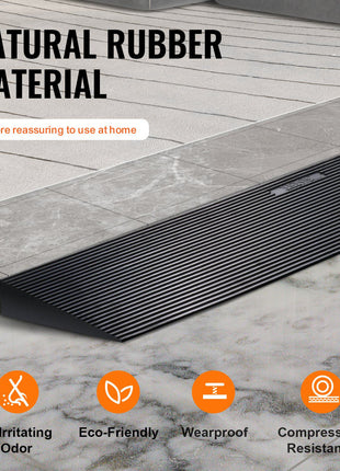 Black natural rubber flooring mat, eco-friendly, waterproof, and wear-resistant with ribbed texture for better grip.