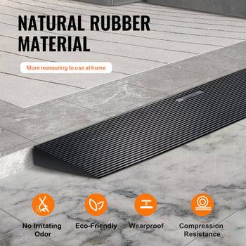 Black natural rubber threshold ramp, eco-friendly, waterproof, wear-resistant with compression resistance for home use.
