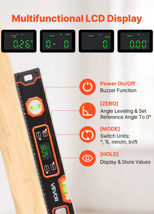 Digital Level, 24 in Length, Magnetic Electronic Level with LED Backlit Display, 360° Electronic Leveler Tool with 0°/45°/90° Bubble Vials, IP54 Rating for Construction Carpentry Home Renovation
