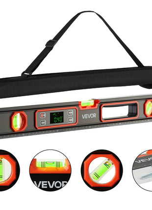 Digital Level, 24 in Length, Magnetic Electronic Level with LED Backlit Display, 360° Electronic Leveler Tool with 0°/45°/90° Bubble Vials, IP54 Rating for Construction Carpentry Home Renovation