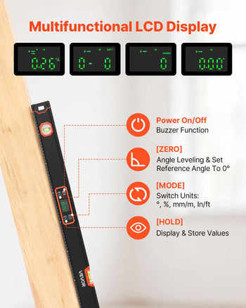 Digital Level, 48 in Length, Magnetic Electronic Level with LED Backlit Display, 360° Electronic Leveler Tool with 0°/45°/90° Bubble Vials, IP54 Rating for Construction Carpentry Home Renovation