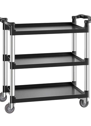 Utility Cart, 500 lbs Load Capacity, 3-tier Utility Plastic Cart with 360° Swivel Wheels (2 with Brakes), 31.1 x 19.3-inch Food Service Cart for Warehouse, Office, Home, Restaurant, Kitchen