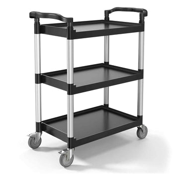 Utility Cart, 300 lbs Load Capacity, 3-tier Utility Plastic Cart with 360° Swivel Wheels (2 with Brakes), 24.4 x 16.1-inch Food Service Cart for Warehouse, Office, Home, Restaurant, Kitchen