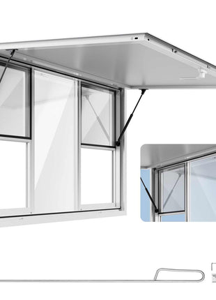 Concession Window 60x36 in, Aluminum Alloy Service Window for Food Truck, Up to 85 Degrees Stand Serving Window with 6 Sliding Windows, Awning Door, and Drag Hook, for Concession Trailers