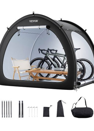 Bike Storage Tent, 4 to 5 Bikes, Outdoor Spacious Bike Storage Tent with Ventilated Window, Waterproof Fan-Shaped Bike Tent with High Strength Fiberglass & Double Door, Fit for Bicycle