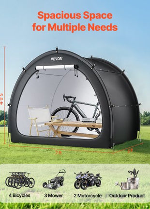 Bike Storage Tent, 4 to 5 Bikes, Outdoor Spacious Bike Storage Tent with Ventilated Window, Waterproof Fan-Shaped Bike Tent with High Strength Fiberglass & Dual Zippers, Fit for Bicycle