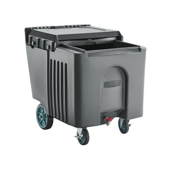 Commercial Ice Bin, 125 lbs Portable Ice Caddy, 31.5 x 22.8 x 29 inch Insulated Ice Carrier with 4 Wheels and Flip Lid, Large Ice Bin for Catering, Kitchens, Bistros, Restaurants, and Bars