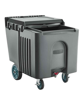 Commercial Ice Bin, 125 lbs Portable Ice Caddy, 31.5 x 22.8 x 29 inch Insulated Ice Carrier with 4 Wheels and Flip Lid, Large Ice Bin for Catering, Kitchens, Bistros, Restaurants, and Bars