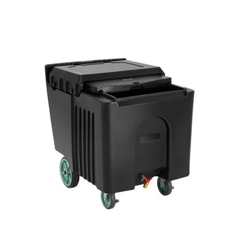 Commercial Ice Bin, 125 lbs Portable Ice Caddy, 31.5 x 22.8 x 29 inch Insulated Ice Carrier with 4 Wheels and Sliding Lid, Large Ice Bin for Catering, Kitchens, Bistros, Restaurants, and Bars