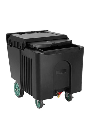 Commercial Ice Bin, 125 lbs Portable Ice Caddy, 31.5 x 22.8 x 29 inch Insulated Ice Carrier with 4 Wheels and Sliding Lid, Large Ice Bin for Catering, Kitchens, Bistros, Restaurants, and Bars