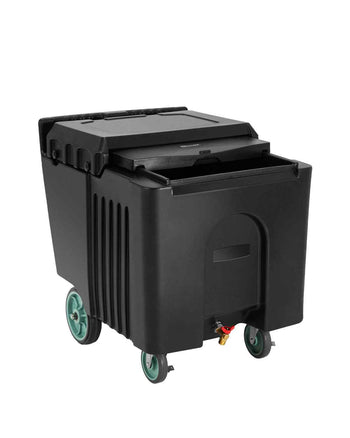 Commercial Ice Bin, 125 lbs Portable Ice Caddy, 31.5 x 22.8 x 29 inch Insulated Ice Carrier with 4 Wheels and Sliding Lid, Large Ice Bin for Catering, Kitchens, Bistros, Restaurants, and Bars