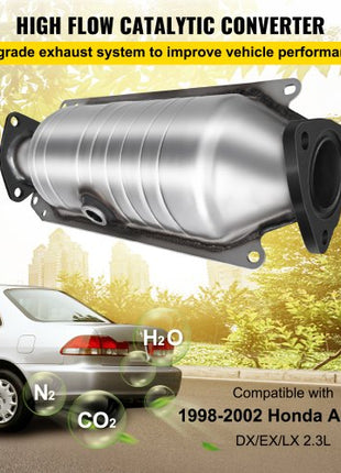 Catalytic Converter Compatible with 1998-2002 Honda Accord 2.3L, Direct-Fit High Flow Series Cat Converter, Stainless Steel Exhaust Converter Pipe with Flange Design & Gasket (OBD III Compliant)
