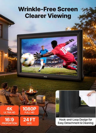 Inflatable Movie Screen, 24 ft Outdoor Inflatable Projection Screen with Portable Storage Bag, Front/Rear Projection, Easy Set Up, Blow Up Screen for Outdoor Backyard Movie Night, Theme Parties