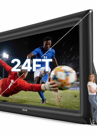 Inflatable Movie Screen, 24 ft Outdoor Inflatable Projection Screen with Portable Storage Bag, Front/Rear Projection, Easy Set Up, Blow Up Screen for Outdoor Backyard Movie Night, Theme Parties