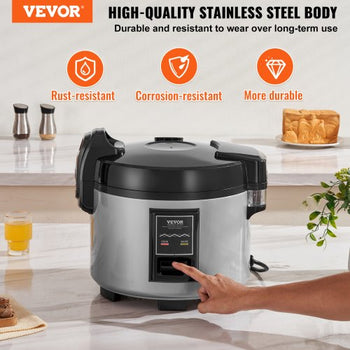 Commercial Rice Cooker, 70-Cup Rice Cooker, 15.85 Qt / 15 Liter Large Rice Cooker and Warmer with Nonstick Inner Pot, Fast Cooking and 12-Hour Keep Warm, with Rice Cup and Paddle, for Restaurant