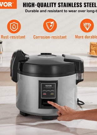 Commercial Rice Cooker, 45-Cup Rice Cooker, 9.51 Qt / 9 Liter Large Rice Cooker and Warmer with Nonstick Inner Pot, Fast Cooking and 12-Hour Keep Warm, with Rice Cup and Paddle, for Restaurant