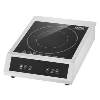 Induction Cooktop, 3500W Commercial Induction Burner with 11-Level Temperature, Stainless Steel Countertop Induction Hot Plate with 3H Timer, Child Lock for Restaurant (6-15P Plug, 6-20R Outlet)