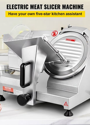 Commercial Meat Slicer, 200W Electric Deli Food Slicer, 350-400RPM Meat Slicer with 8" Carbon Steel Blade, 0 - 0.47 inch Adjustable Thickness Electric Meat Slicer for Home and Commercial Use
