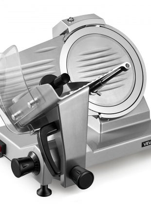 10" Commercial Meat Slicer, 240W Electric Deli Food Slicer with Carbon Steel Blade, Built-In Sharpener & 0-0.47" Adjustable Thickness for Frozen Meat, Ham, Baguett, Steak, UL Approved